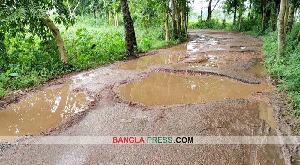 হাটহাজারীতে নাঙ্গলমোড়া ডিসি সড়কের বেহাল দশা