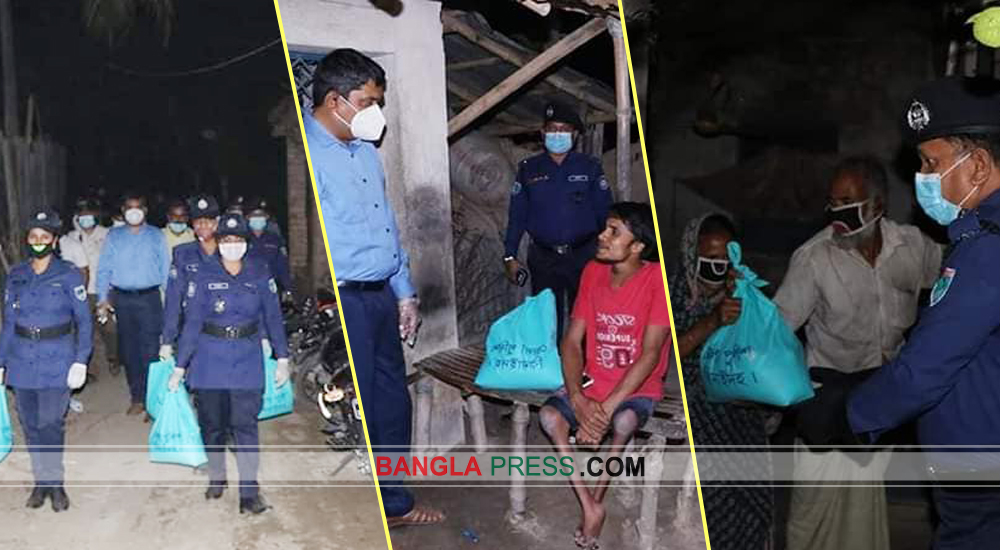 মানুষের ঘরে ঘরে খাবার পৌঁছে দিচ্ছেন ঝিনাইদহ পুলিশ সুপার