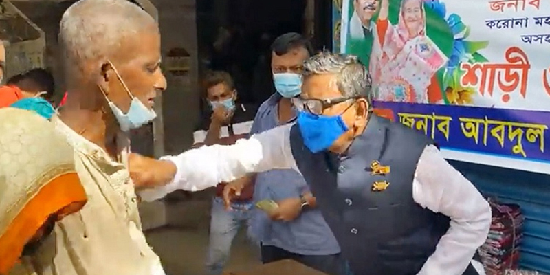 বস্ত্র বিতরণে বৃদ্ধকে ঘুষি দিলেন কাদের মির্জা (ভিডিও ভাইরাল)