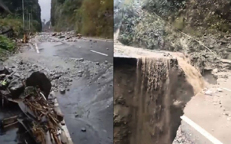 বৃষ্টি-ভূমি ধসে ভারতের অরুণাচল প্রদেশের একটি মহাসড়কের ভেসে গেল