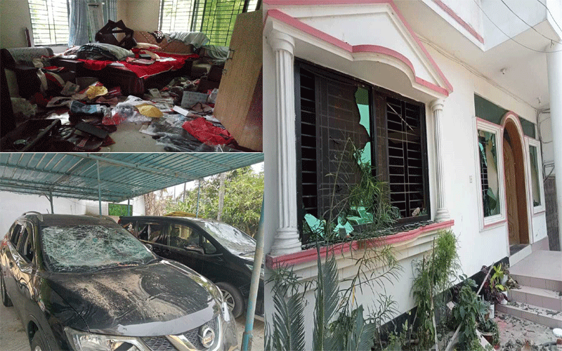 নোয়াখালীতে শহর আওয়ামী লীগের সভাপতি পিন্টুর বাড়িতে ভাঙচুর-অগ্নিসংযোগ